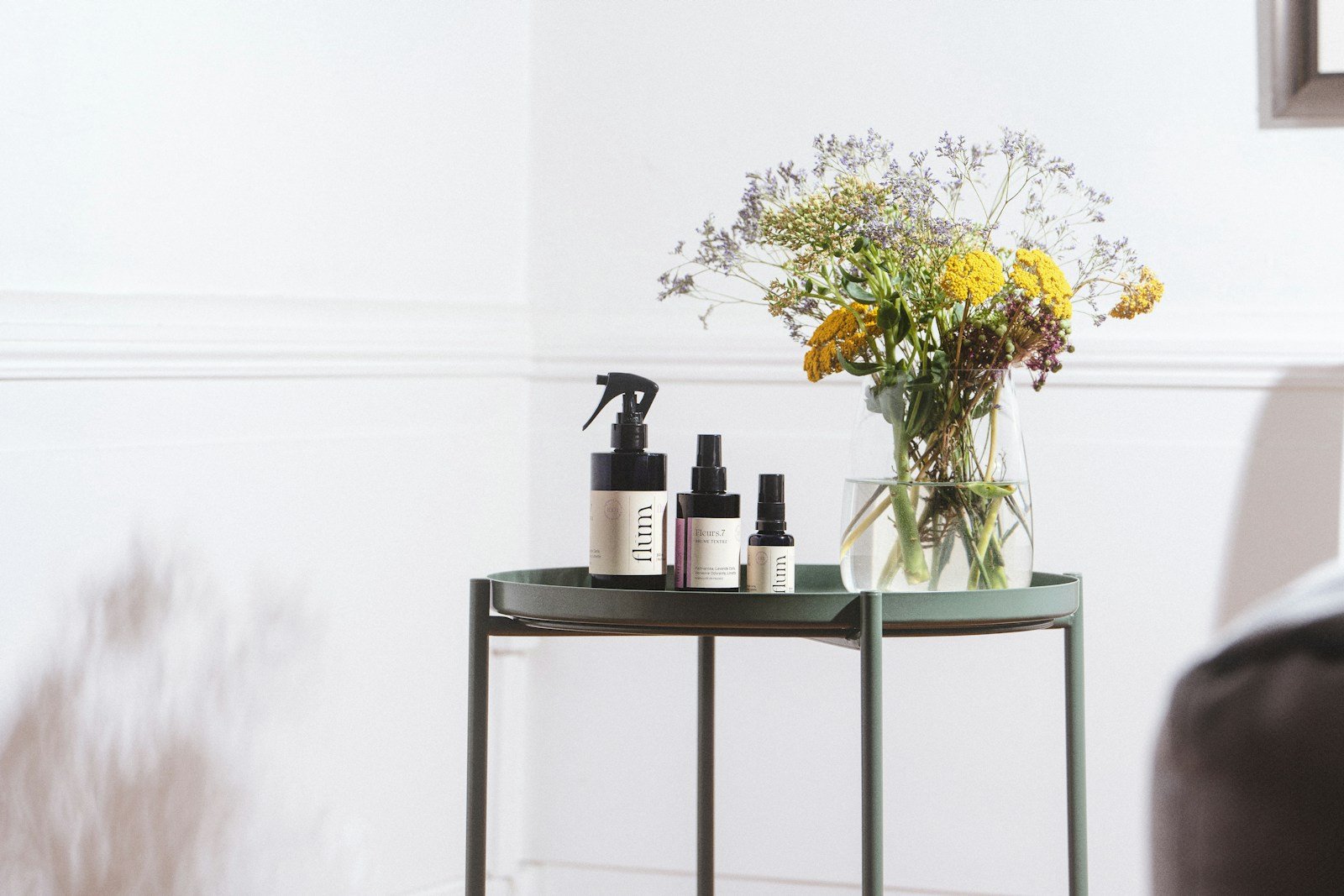 a vase of flowers on a table